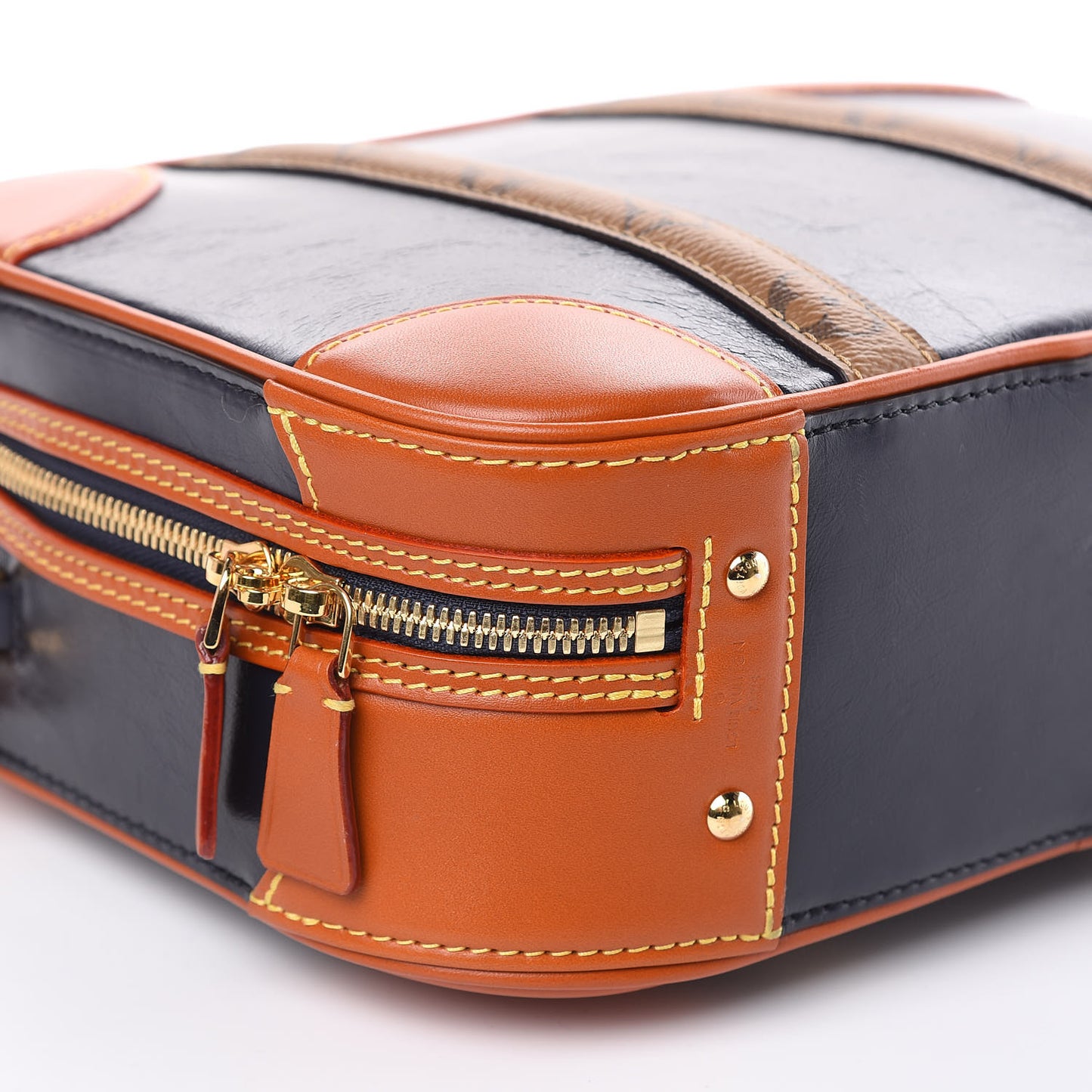 Calfskin Reverse Monogram Valisette PM Navy Caramel