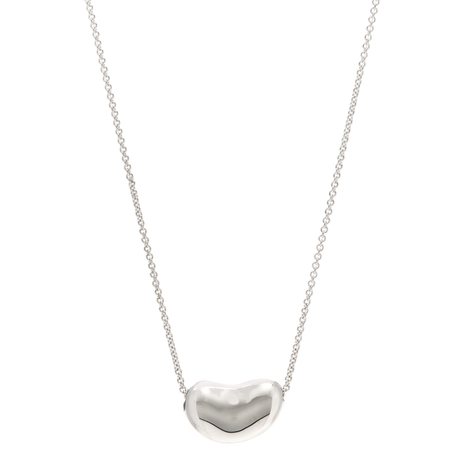 Tiffany Sterling Silver 20mm Elsa Peretti Bean Pendant Necklace 1 of 6