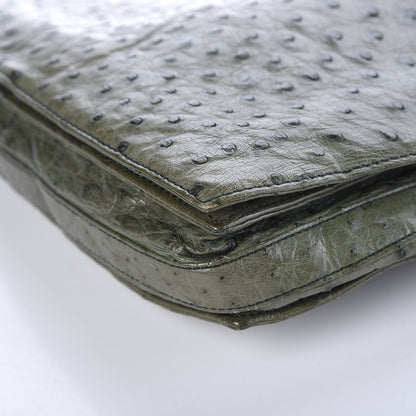 Loewe Ostrich Drawstring Flamenco Shoulder Bag Green 9 of 11