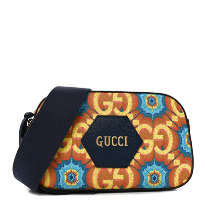 Gucci GG Supreme Kaleidoscope Calfskin Script Logo Gucci 100 Camera Bag Blue Orange Multicolor Blue Agata 1 of 10