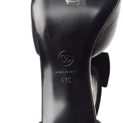 Chanel Goatskin Velvet Cap Toe CC Bow Cut Out Ankle Boots 41 Black 9 of 11