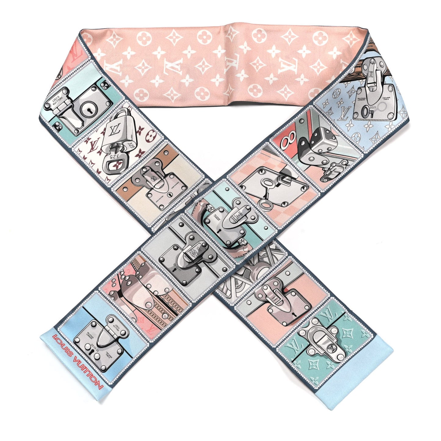 Silk Monogram Lock It Bandeau Bleu Glacier