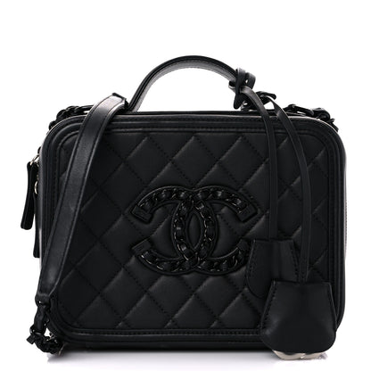 Chanel Lambskin Quilted Medium CC Filigree Vanity Case Black 1 of 22