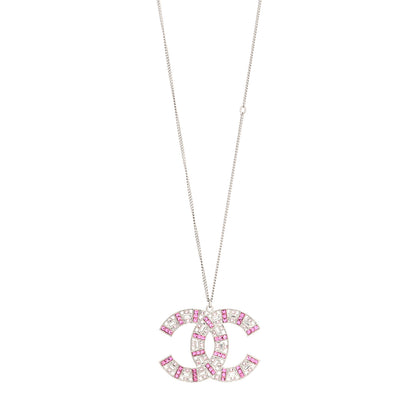 Chanel Baguette Crystal Large CC Necklace Pink 1 of 3
