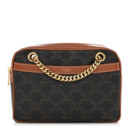 Celine Triomphe Canvas Calfskin Medium Patapans Tan 1 of 9
