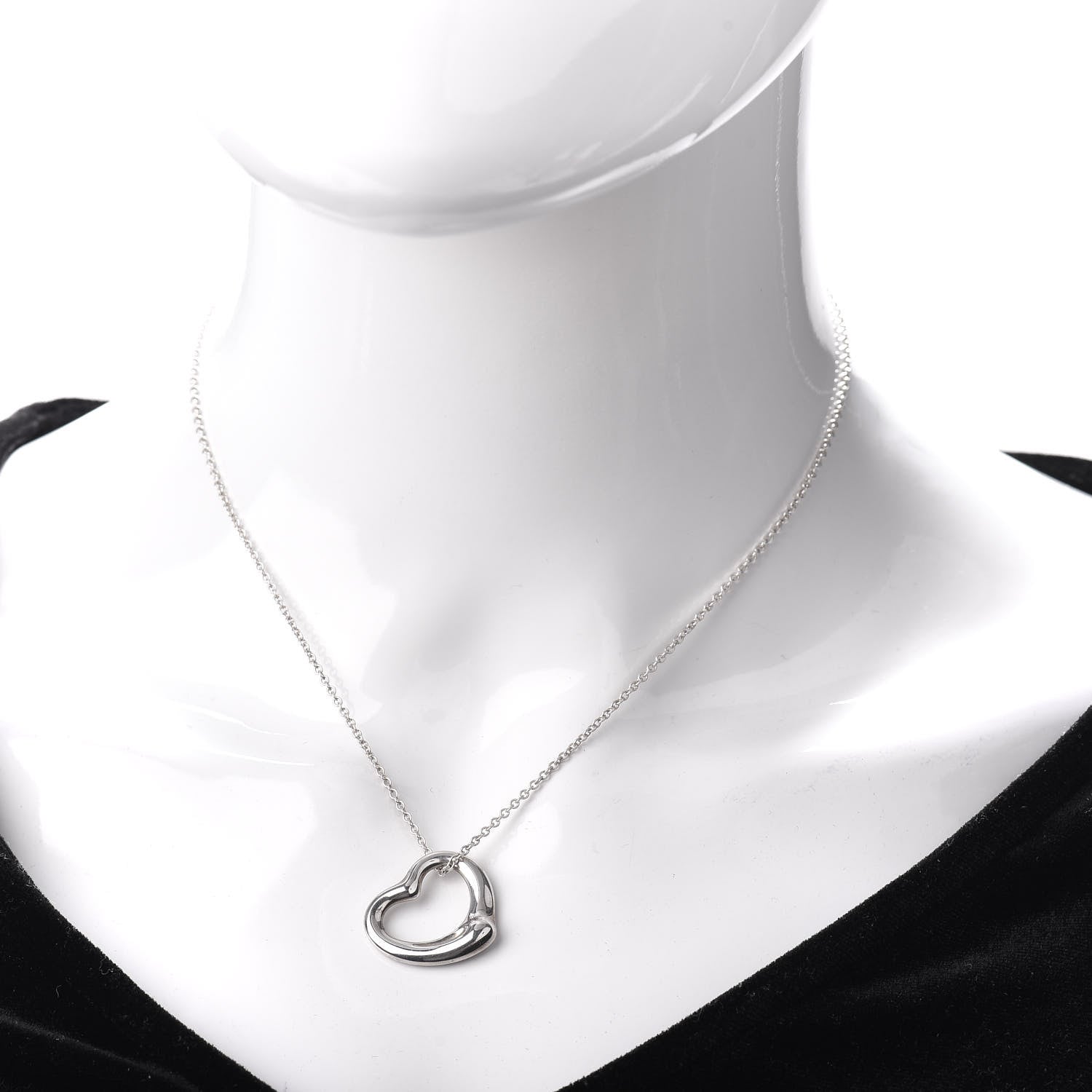 Tiffany Sterling Silver 22mm Elsa Peretti Open Heart Pendant Necklace 2 of 4