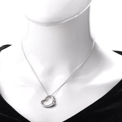 Tiffany Sterling Silver 22mm Elsa Peretti Open Heart Pendant Necklace 2 of 4