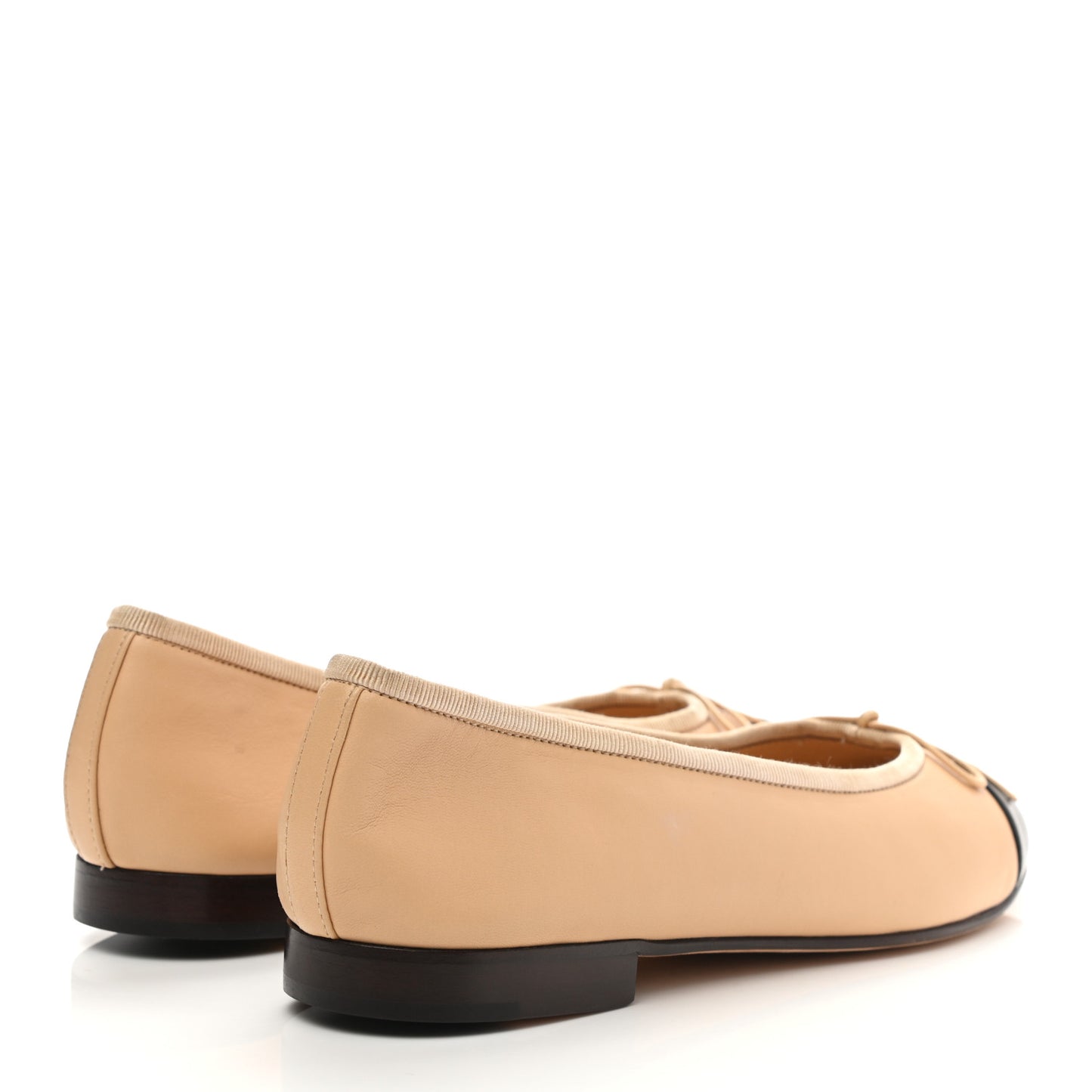 Lambskin Cap Toe CC Ballerina Flats 38 Beige Black