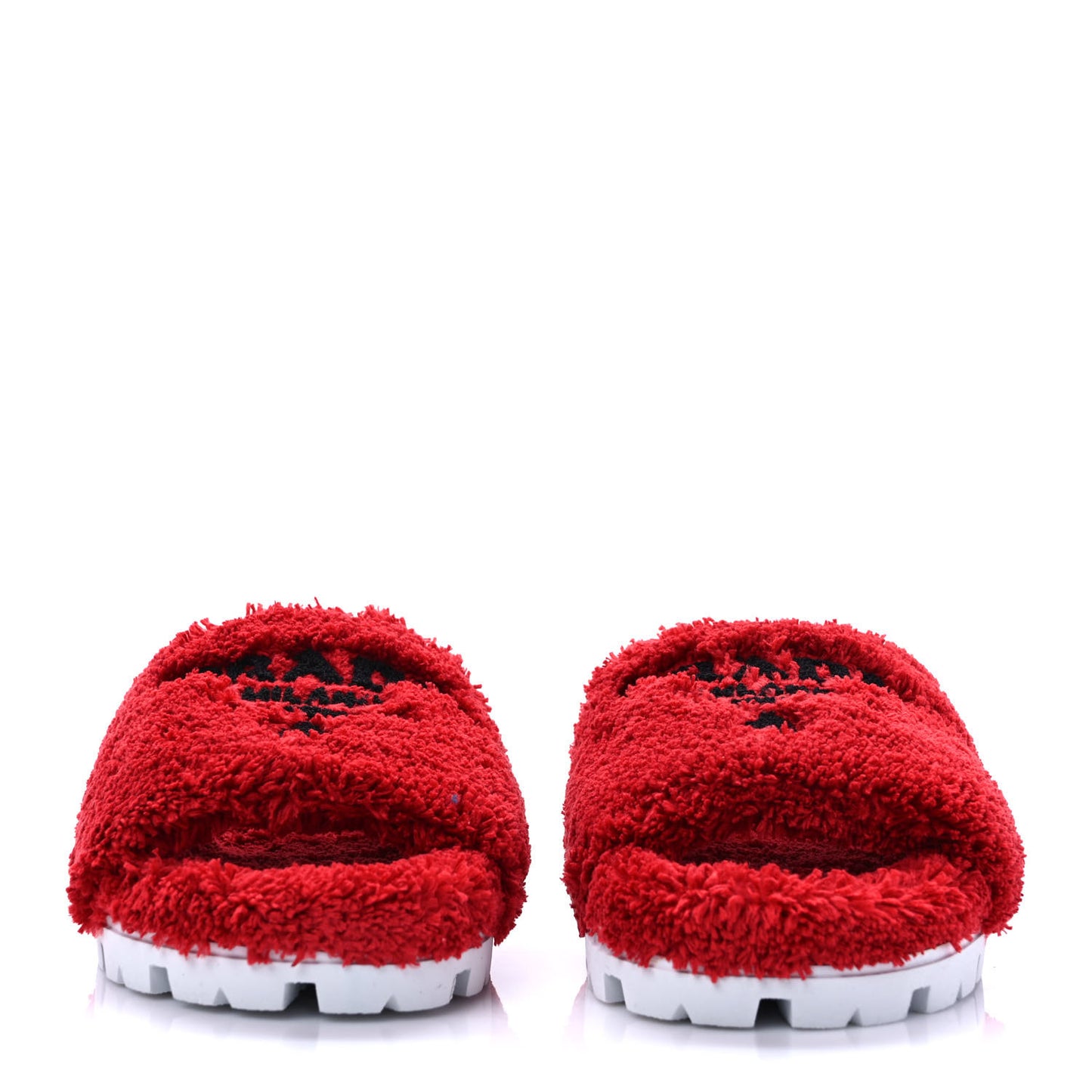 Terry Cloth Logo Lug Sole 20mm Slide Sandals 40 Rosso Black