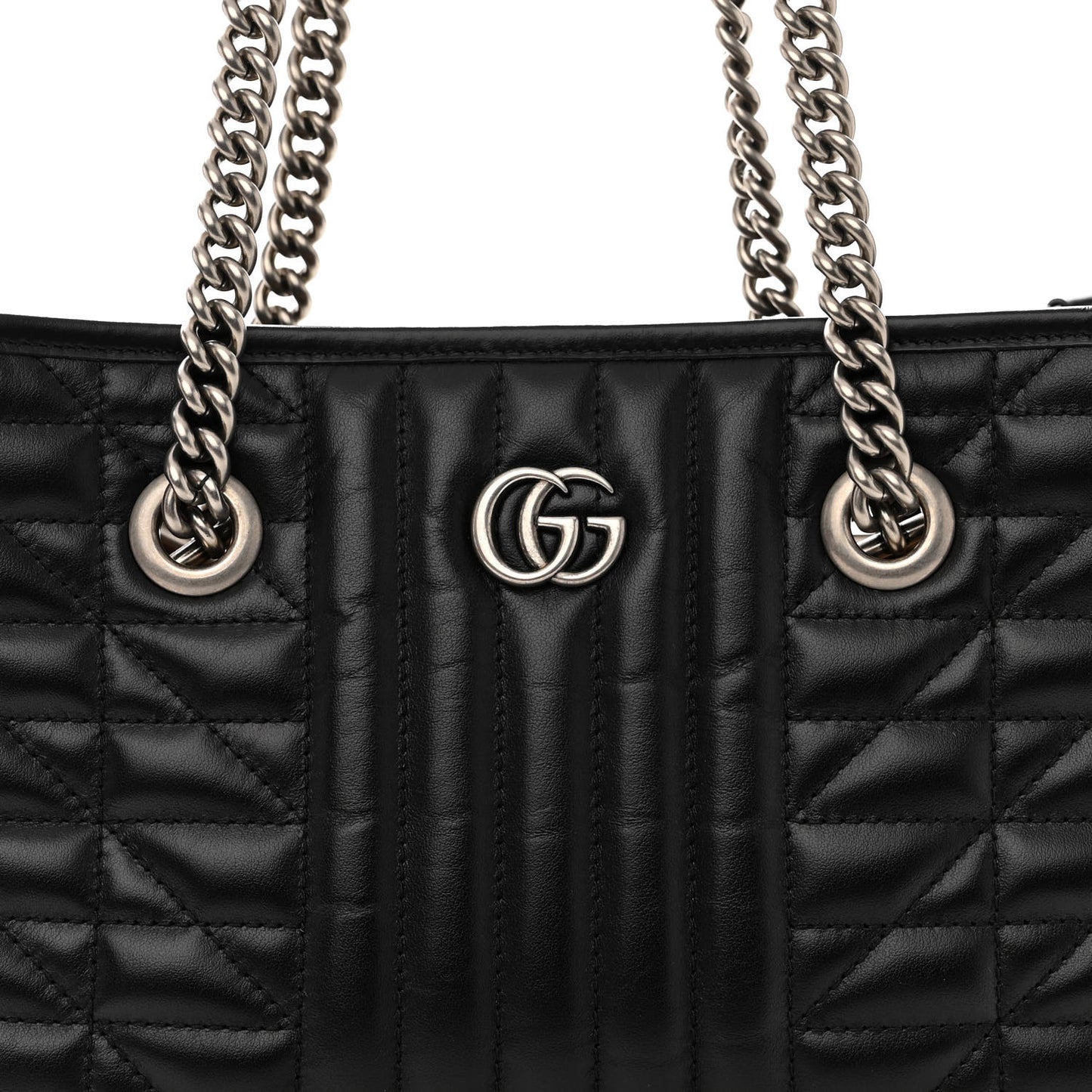 Calfskin Matelasse Aria Small GG Marmont Shoulder Tote Black
