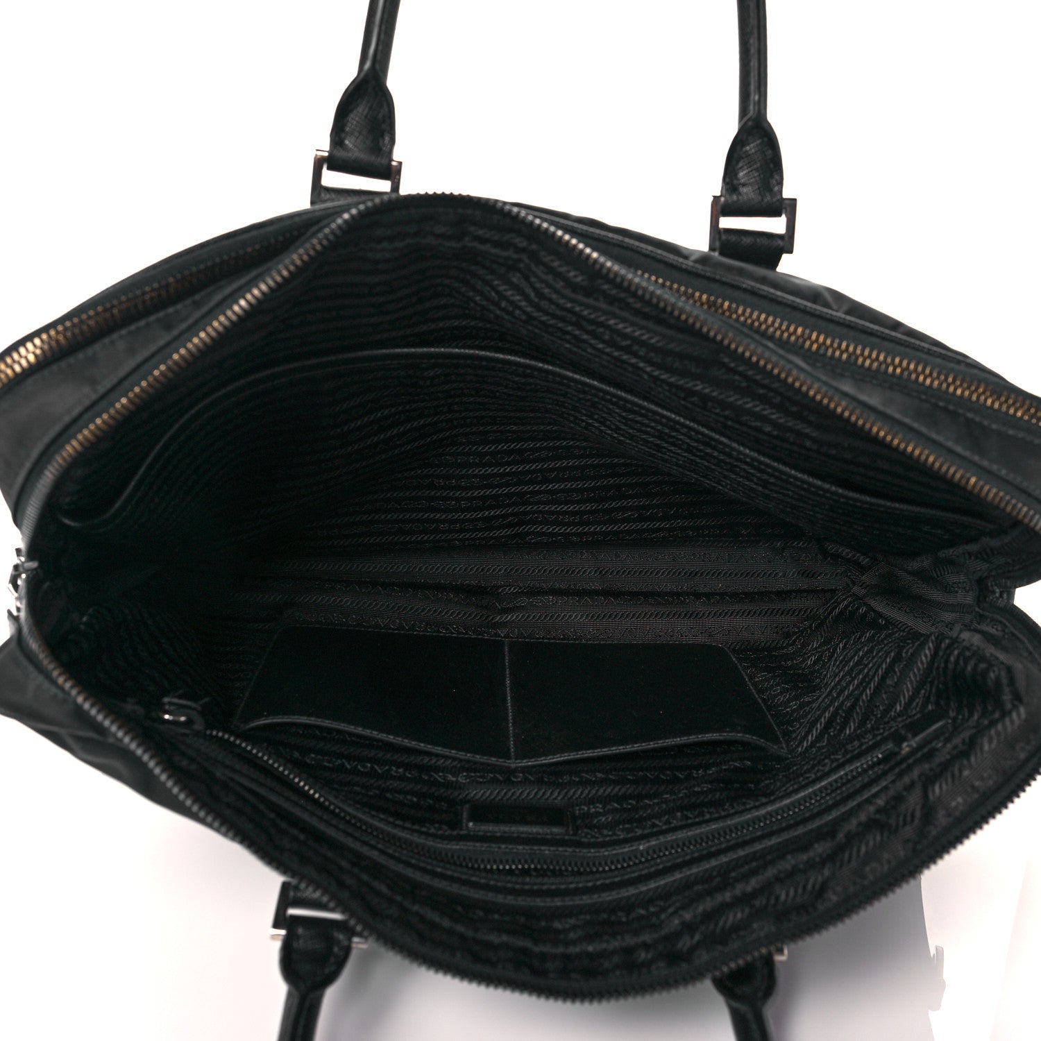 Prada Tessuto Nylon Saffiano Metal Triangle Logo Work Bag Black 10 of 15