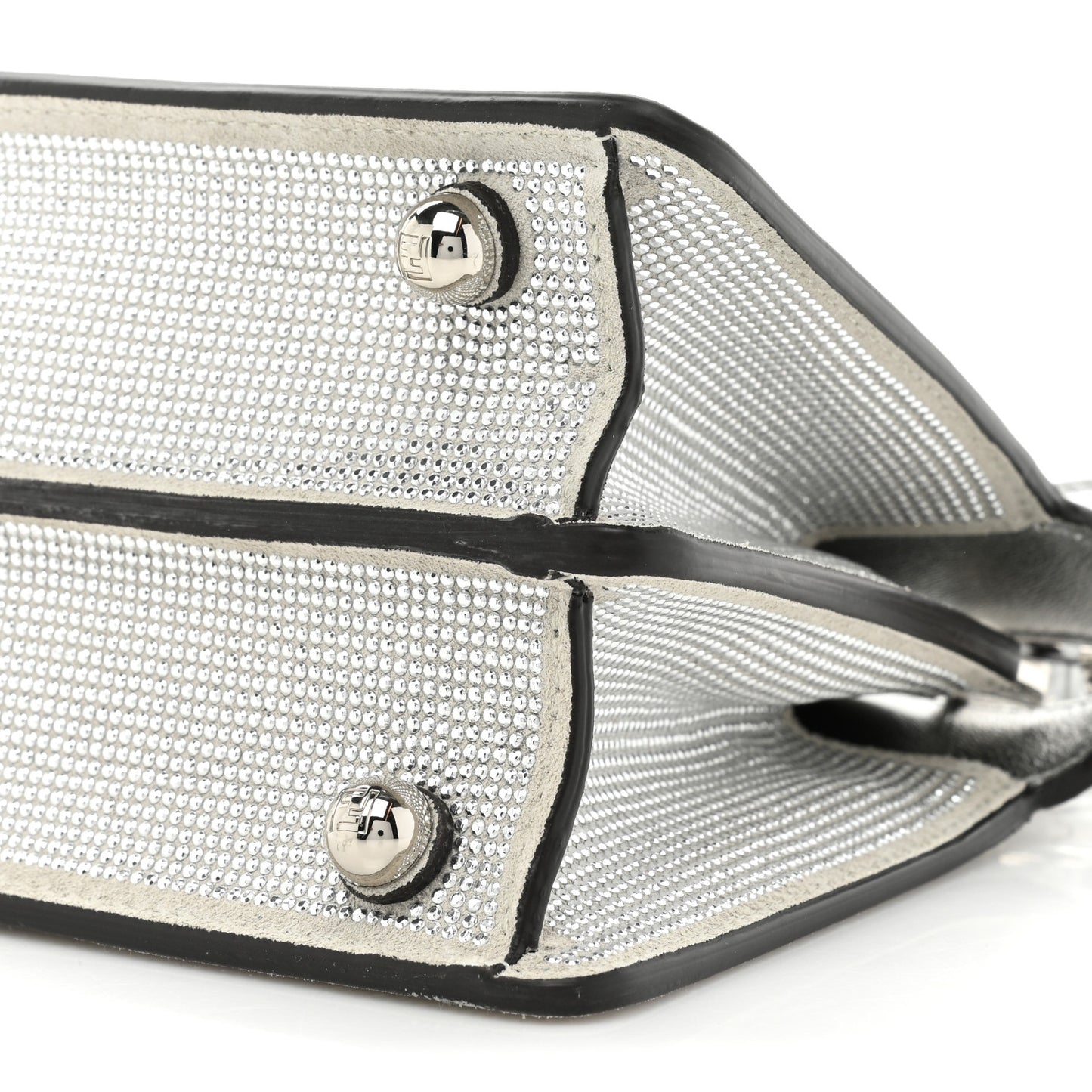 Crystal Vitello Laminato FF Petite Peekaboo I SEE U Satchel Crystal Argento