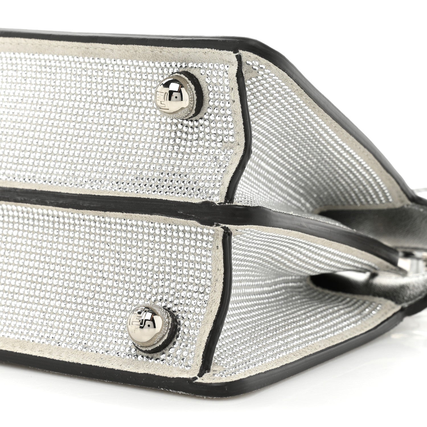 Fendi Crystal Vitello Laminato FF Petite Peekaboo I SEE U Satchel Crystal Argento 9 of 14