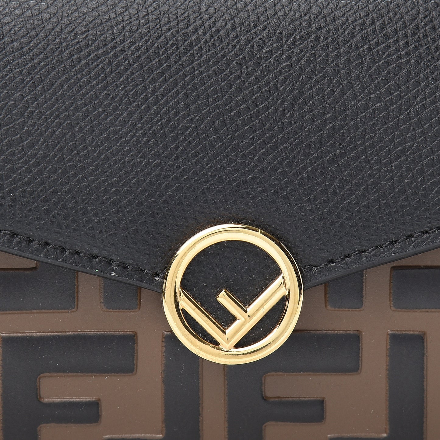 Vitello Cruise F is Fendi Bi-Color FF 1974 Embossed Continental Envelope Wallet Maya Black
