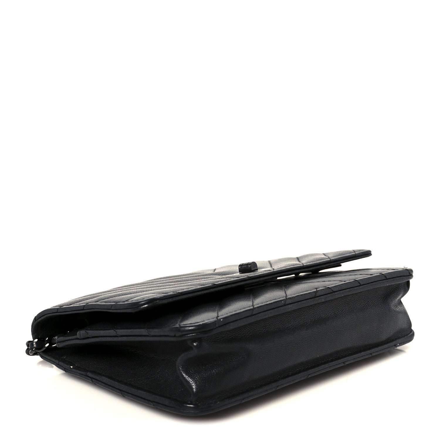 Chanel Sheepskin Chevron Reissue Wallet On Chain WOC So Black 4 of 12