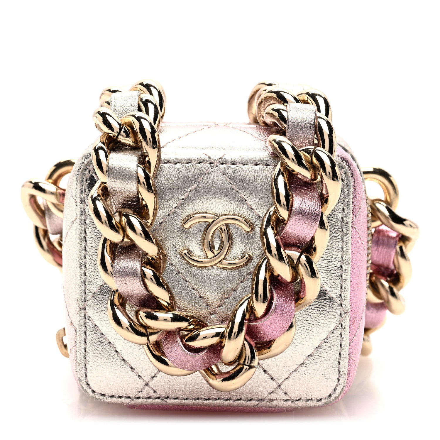 Chanel Gradient Metallic Lambskin Quilted Like A Wallet Clutch With Chain Gold Pink 1 of 10