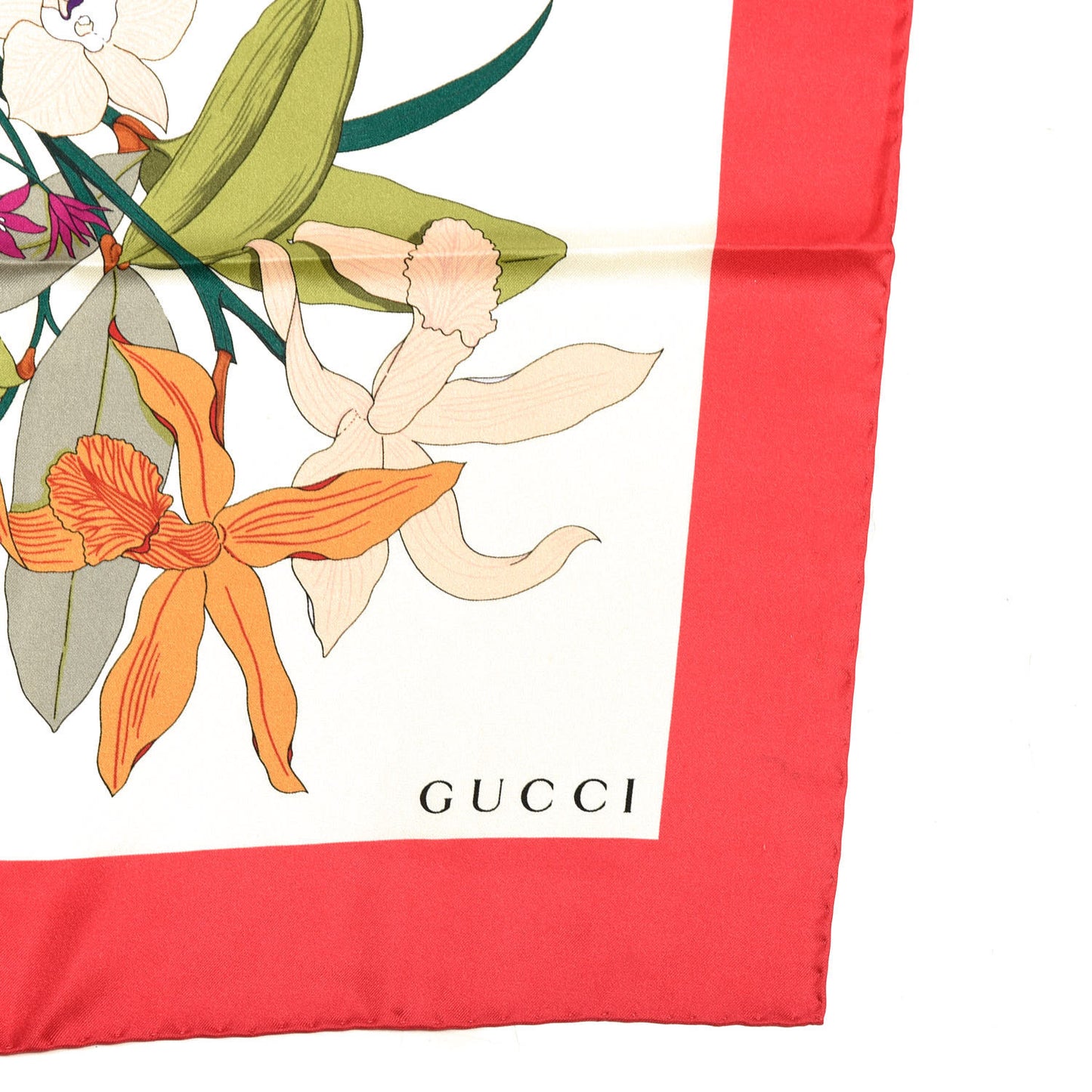 Silk Flora Gothic Square Scarf Ivory Red