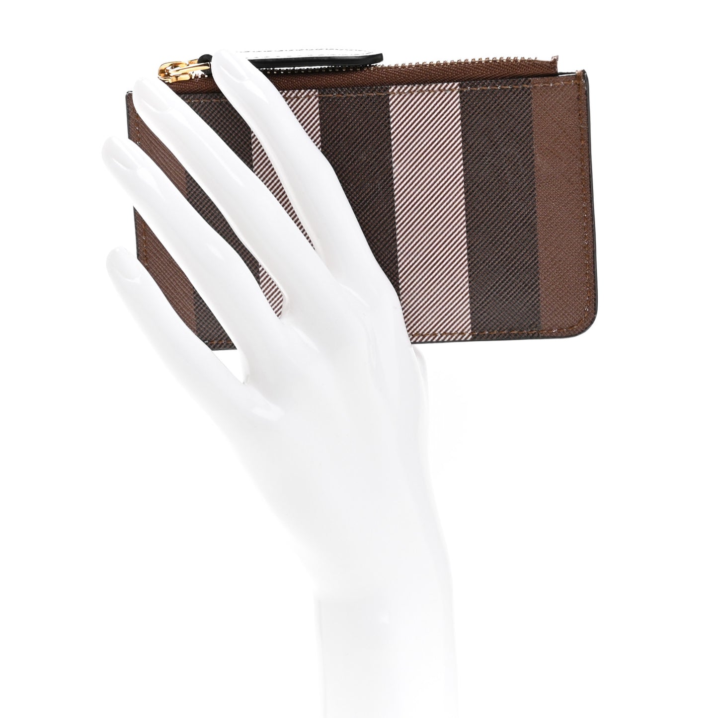 Kelbrook Exaggerated Check Canvas Card Case Birch Brown
