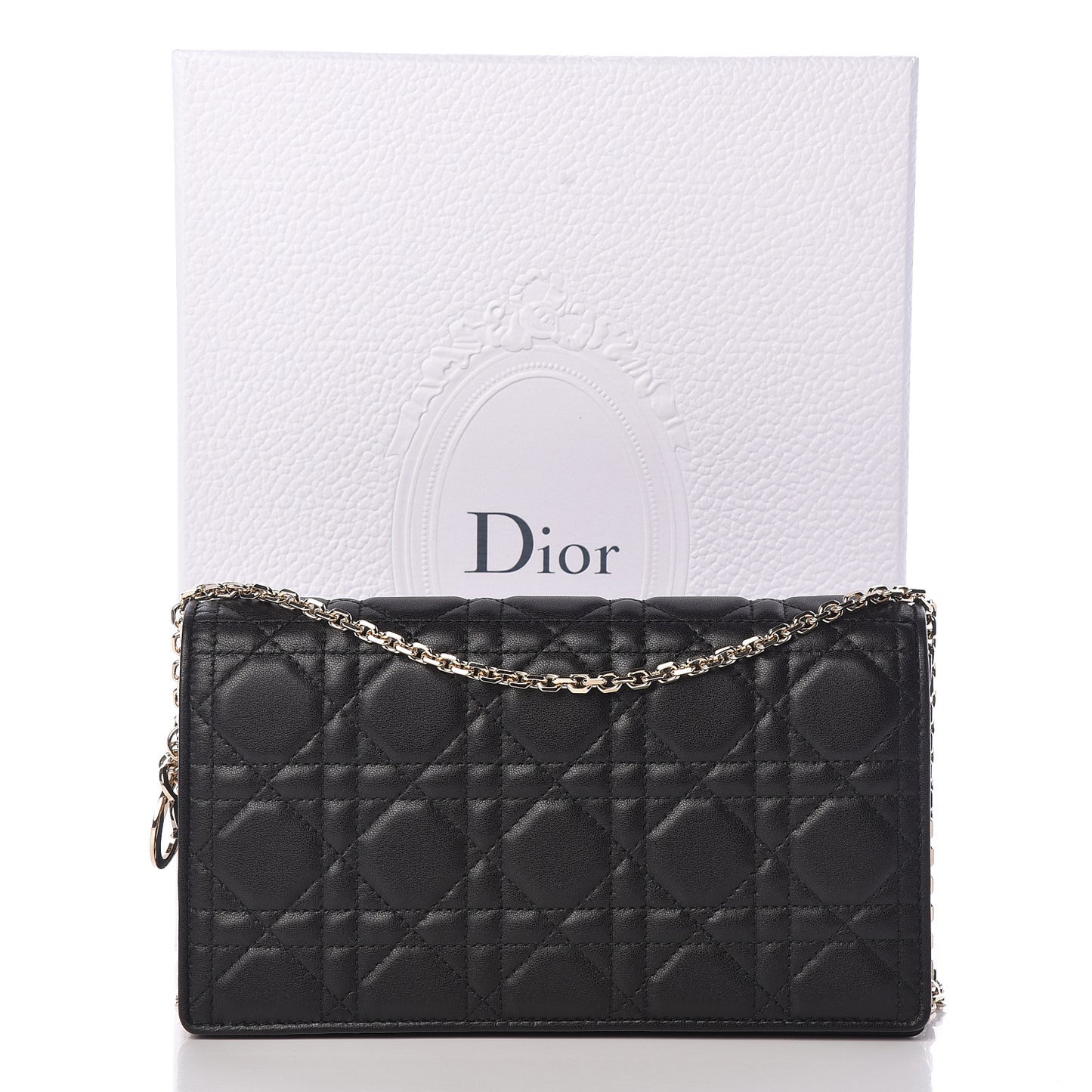 Lambskin Cannage Lady Dior Pouch Black