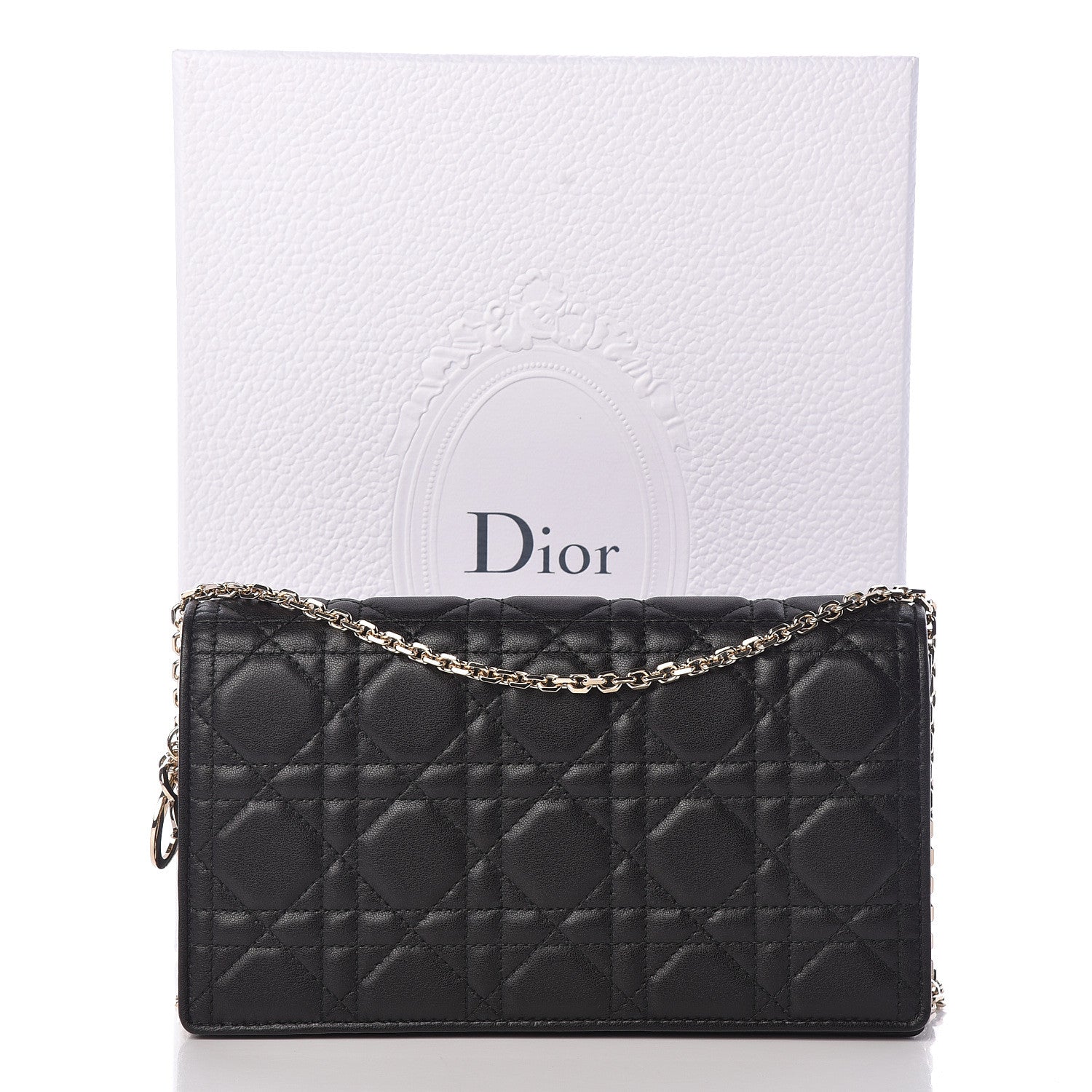 Christian Dior Lambskin Cannage Lady Dior Pouch Black 11 of 11