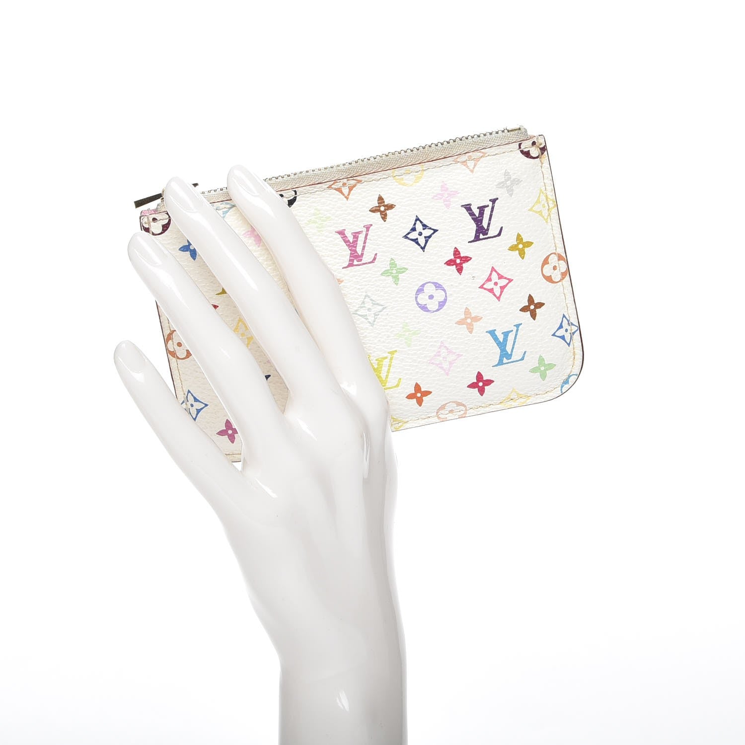 Louis Vuitton Monogram Multicolor Key Pouch White Litchi 2 of 7