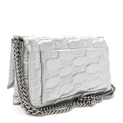 Balenciaga Nappa Allover License BB Monogram Embossed Medium Triplet Bag Silver 3 of 16