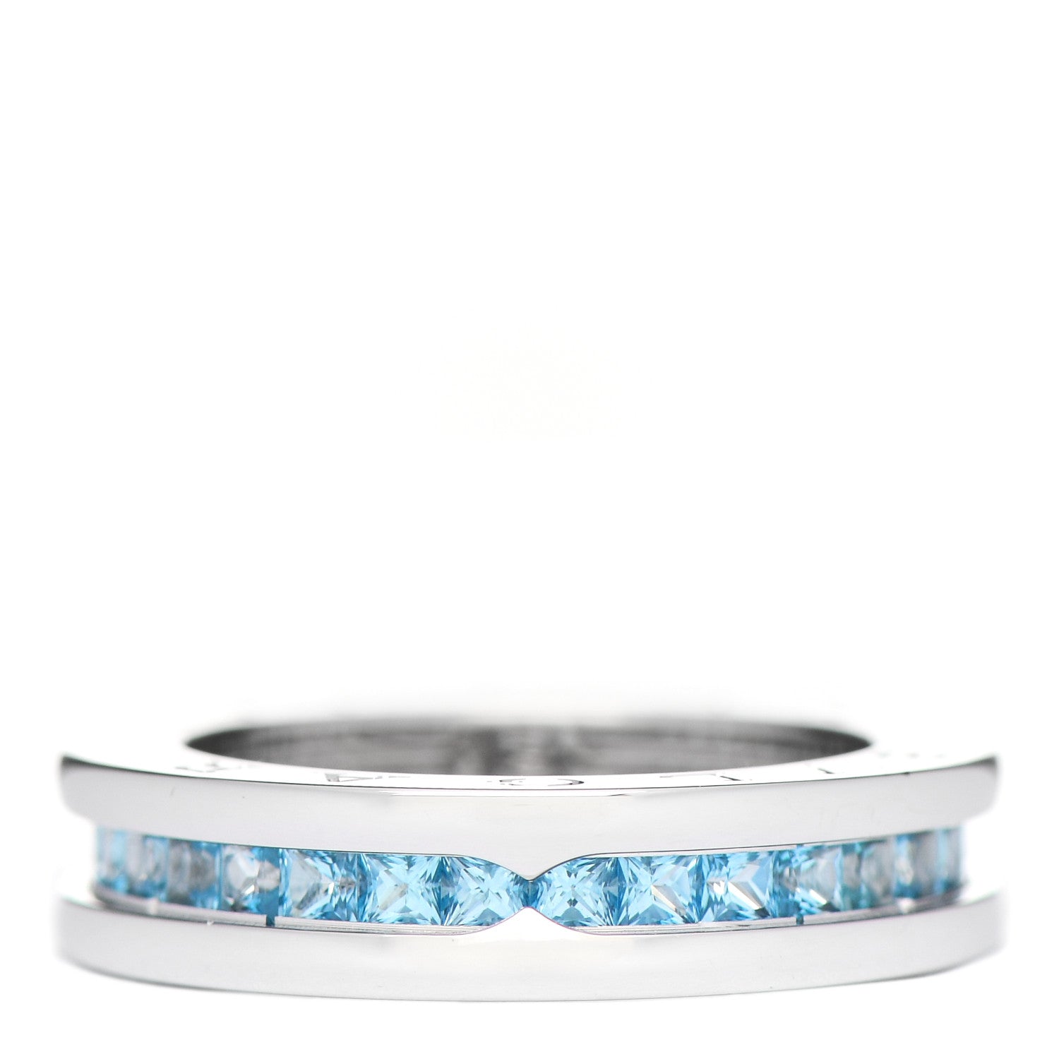 Bulgari 18K White Gold Blue Topaz B.Zero1 One-Band Ring 50 5.25 1 of 6