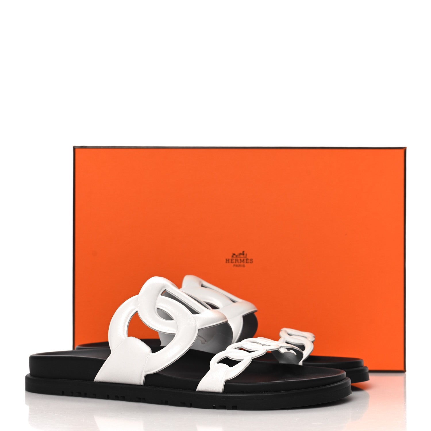 Hermes Nappa Womens Extra Sandals 38.5 White 10 of 10