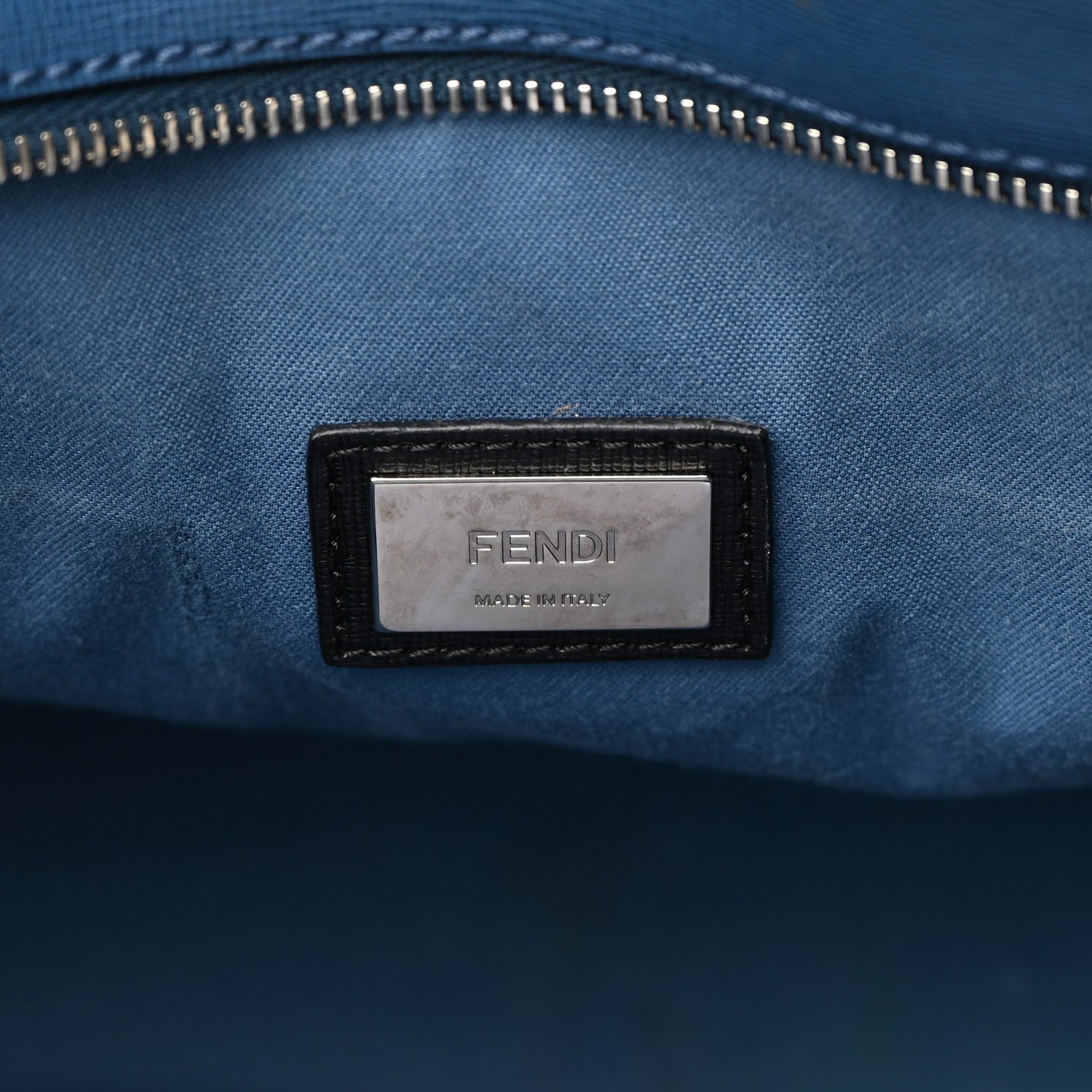 Fendi Vitello Elite Cuoio Monster Buggies Medium Roll Tote Black Multicolor Blue Cobalto 6 of 20