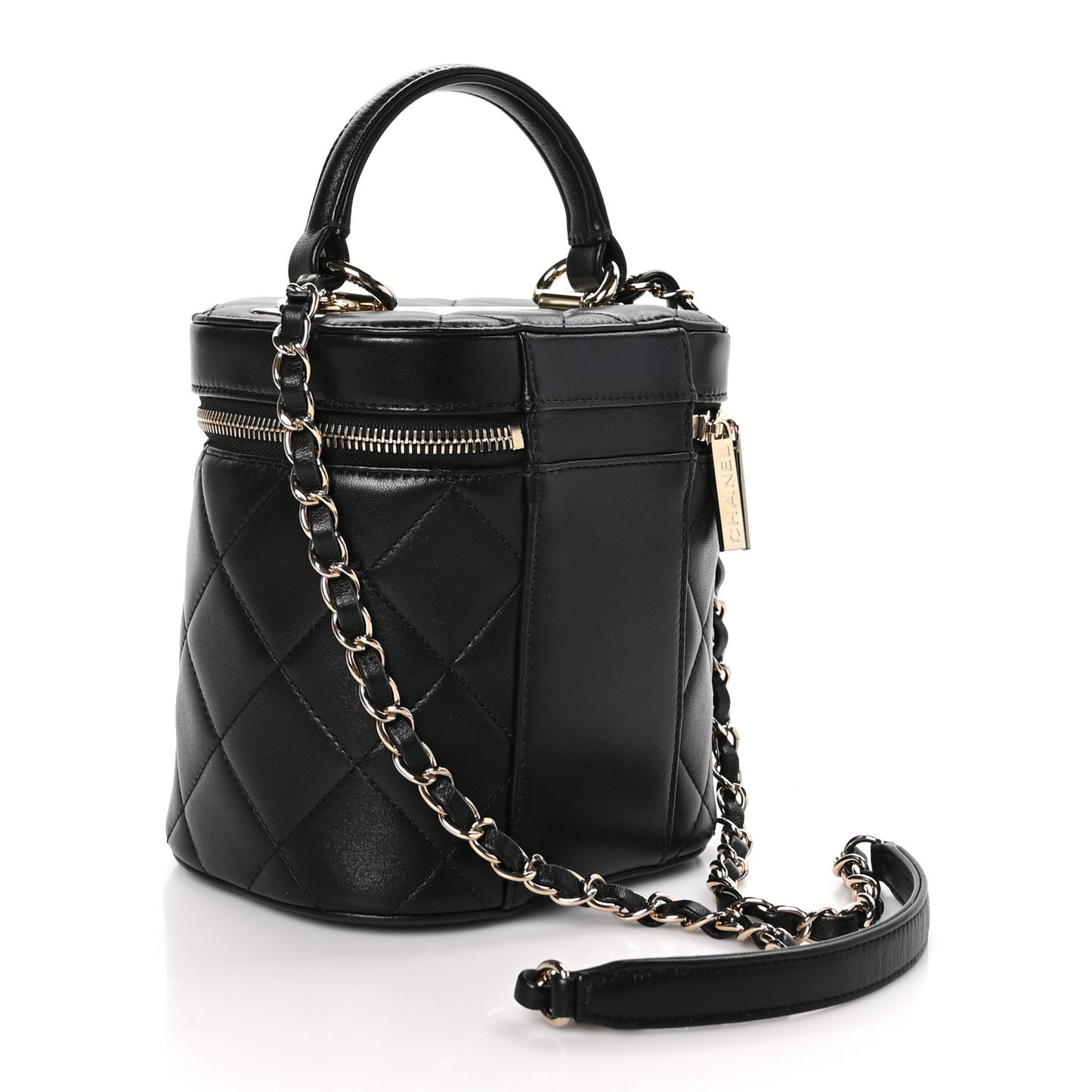 Lambskin Quilted Trendy Vanity Case Black