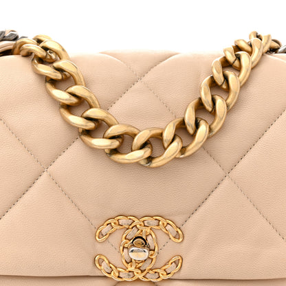 Chanel Lambskin Quilted Large Chanel 19 Flap Beige 8 of 17