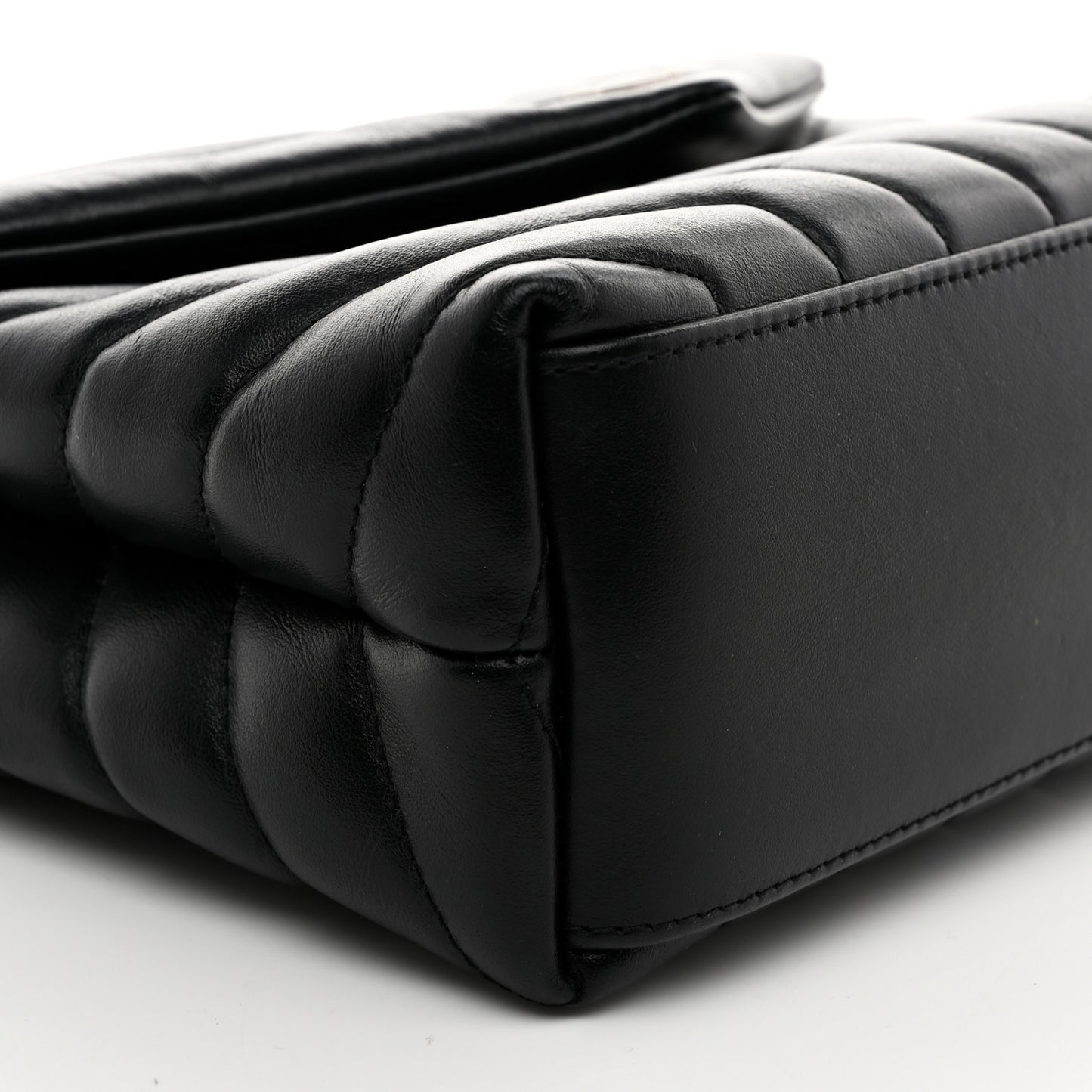 Calfskin Y Quilted Monogram Small Loulou Chain Satchel Black
