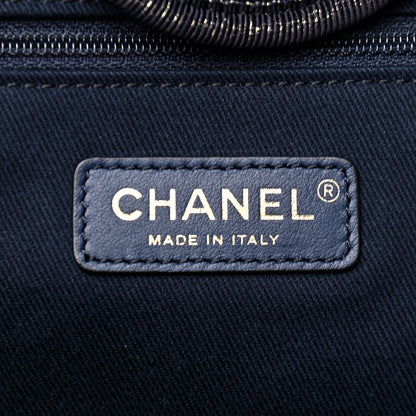 Chanel Lurex Canvas Medium Deauville Tote Navy Blue Gold 5 of 8