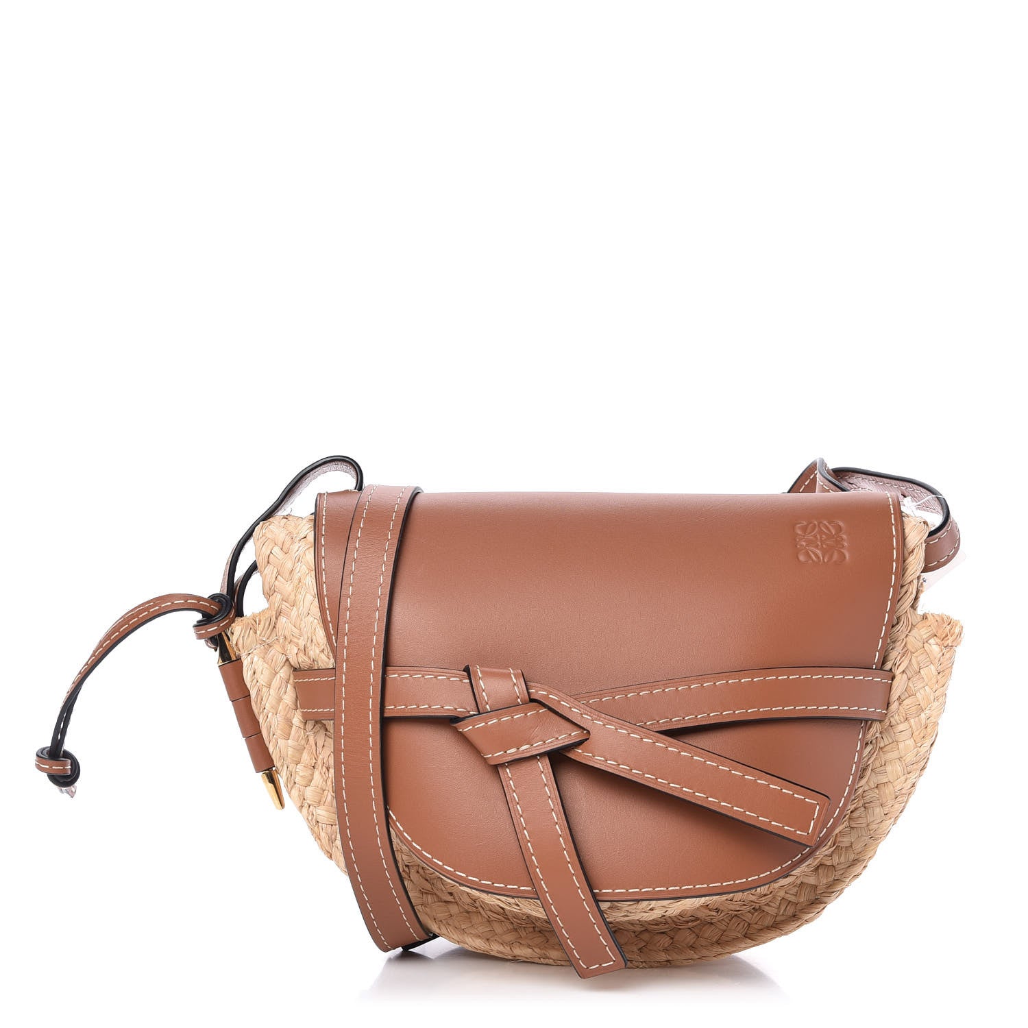 Loewe Calfskin Raffia Small Gate Crossbody Bag Natural Tan 1 of 9
