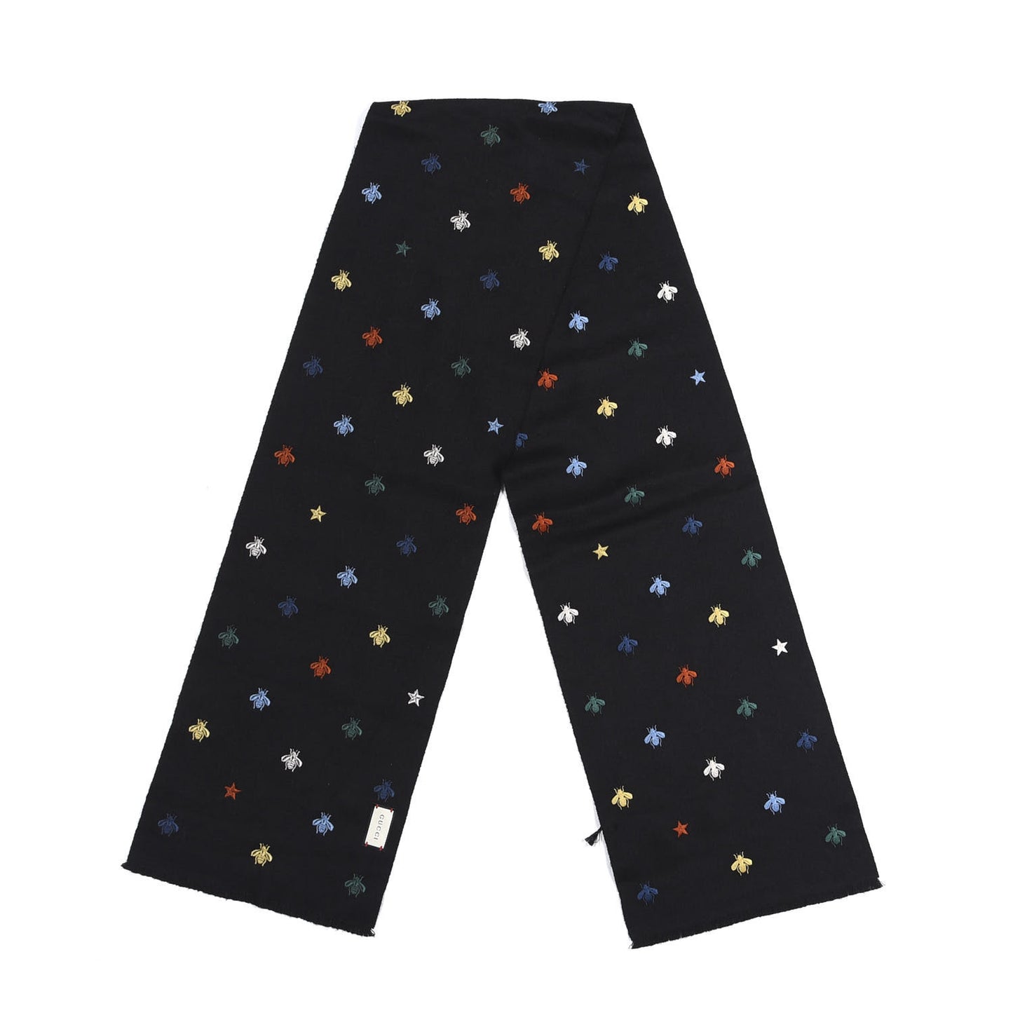 Silk Cashmere Bee Stardust Scarf Black