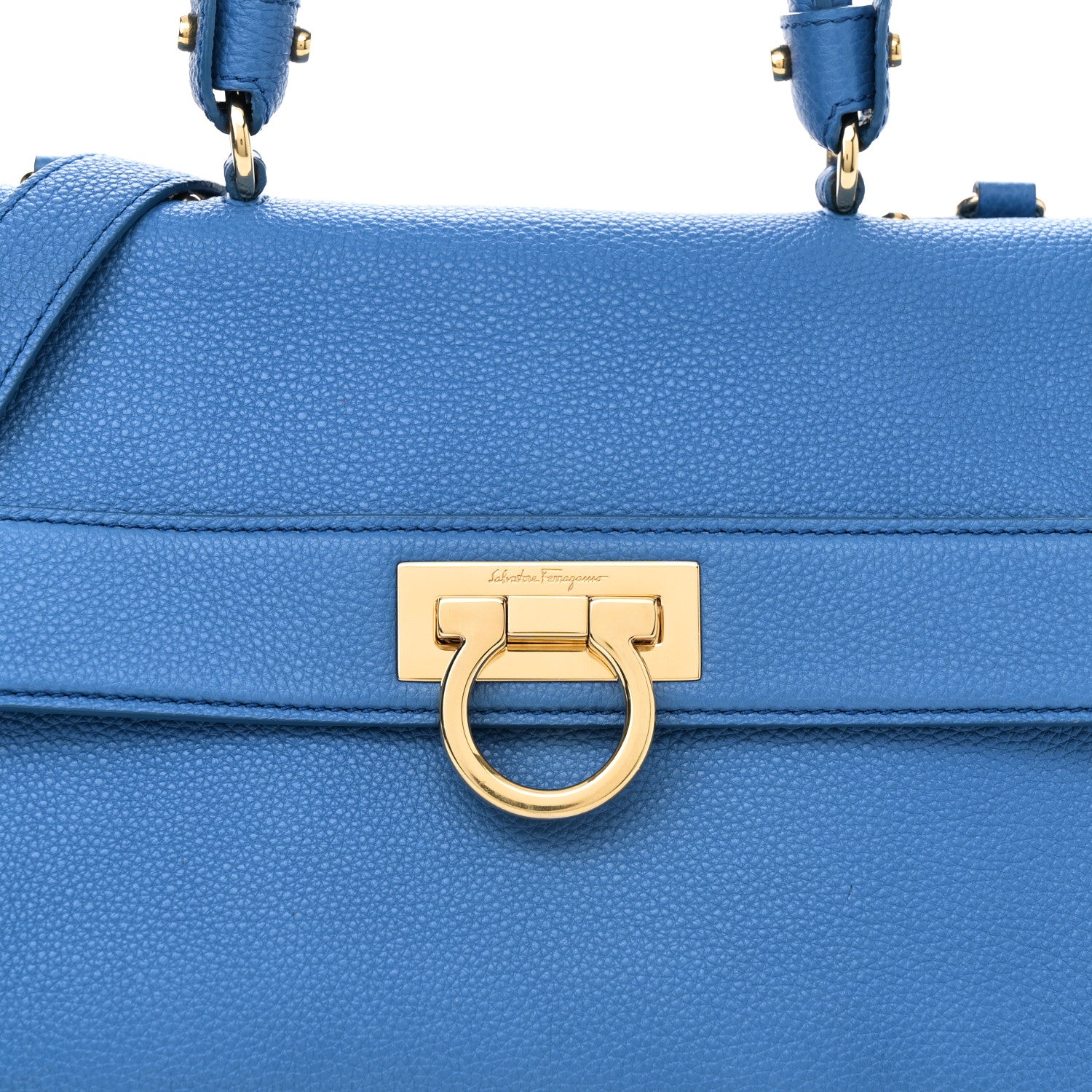 Salvatore Ferragamo Grained Calfskin Medium Sofia Satchel Blue 7 of 9
