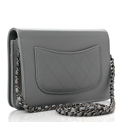 Chanel Calfskin Chain 20s Signe Wallet on Chain WOC Grey 2 of 10