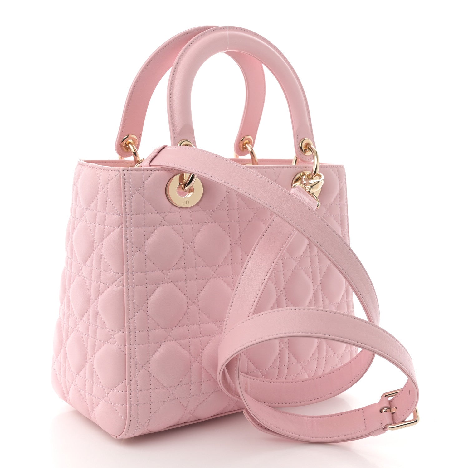 Christian Dior Lambskin Cannage Medium Lady Dior Light Pink 3 of 10