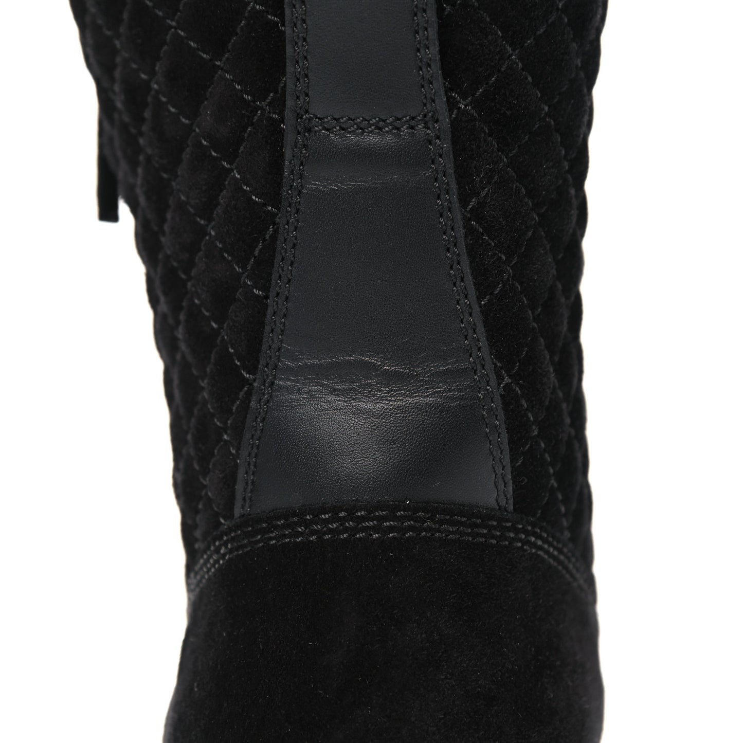 Suede Quilted CC Lace Up Combat Boots 41 Black
