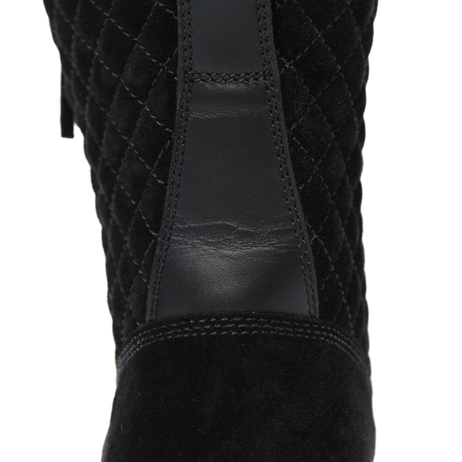 Chanel Suede Quilted CC Lace Up Combat Boots 41 Black 10 of 11