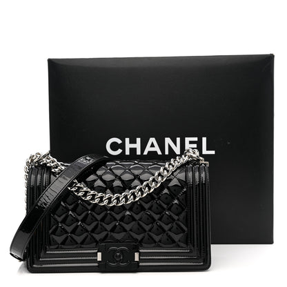 Chanel Patent Calfskin Quilted Medium Plexiglass Boy Flap Black 11 of 11