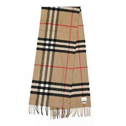 Burberry Cashmere Giant Check Fringe Scarf Archive Beige 2 of 6