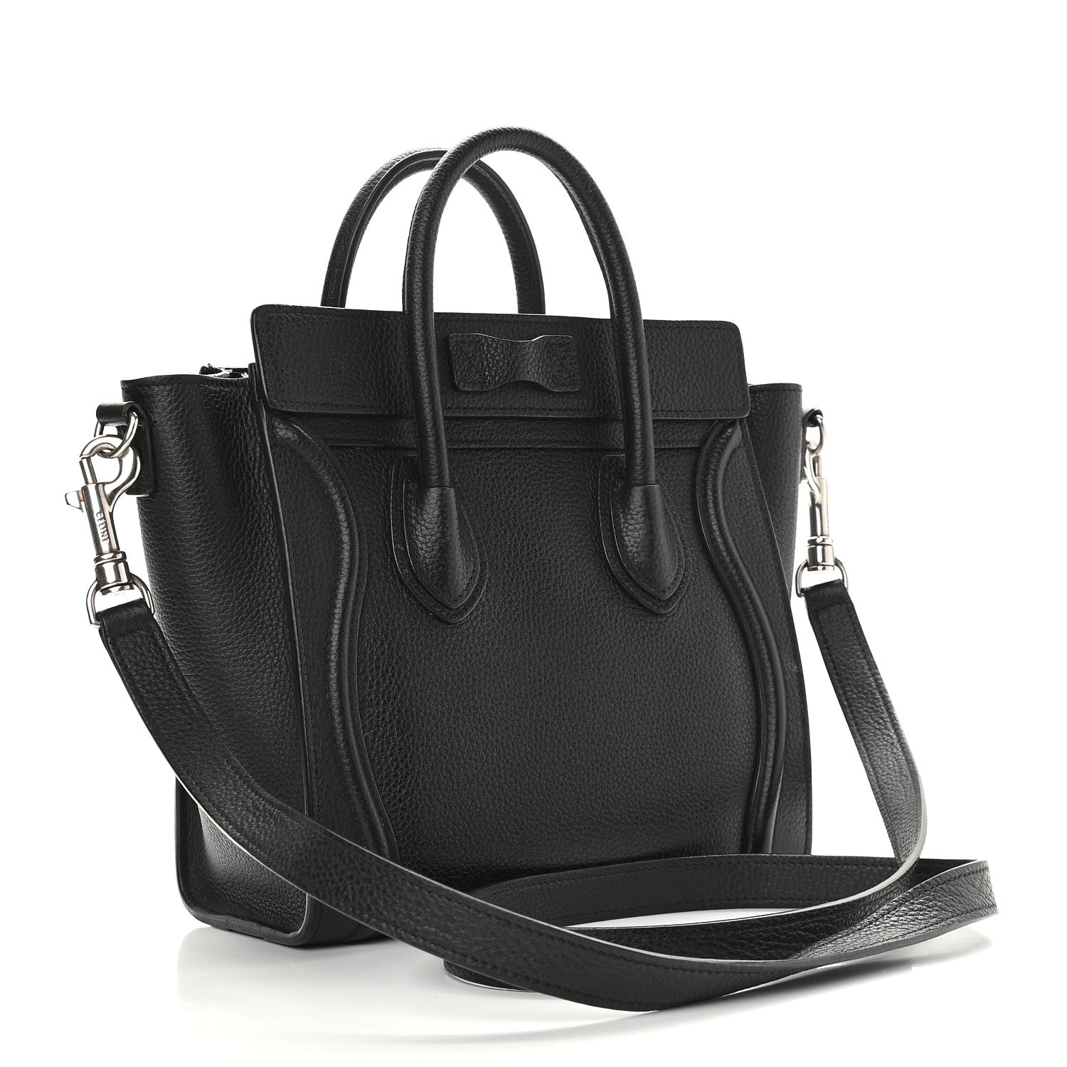 Celine Drummed Calfskin Nano Luggage Black 3 of 10