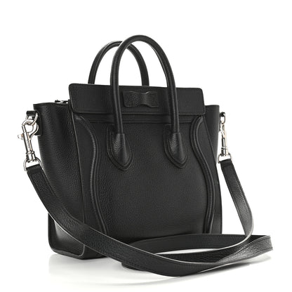 Celine Drummed Calfskin Nano Luggage Black 3 of 10