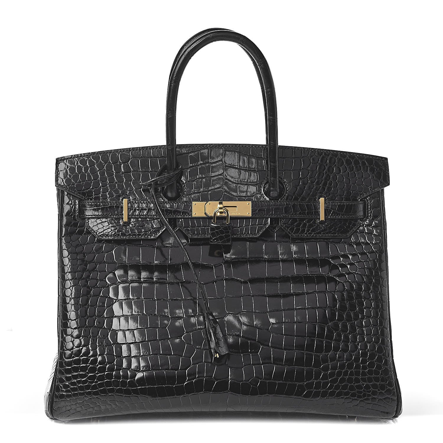 Hermes Shiny Porosus Crocodile Birkin 35 Black 1 of 32