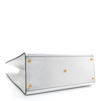 Fendi Vitello Catalan Mirror Plexiglass Medium Fendi Sunshine Shopper Tote Argento 1 of 8