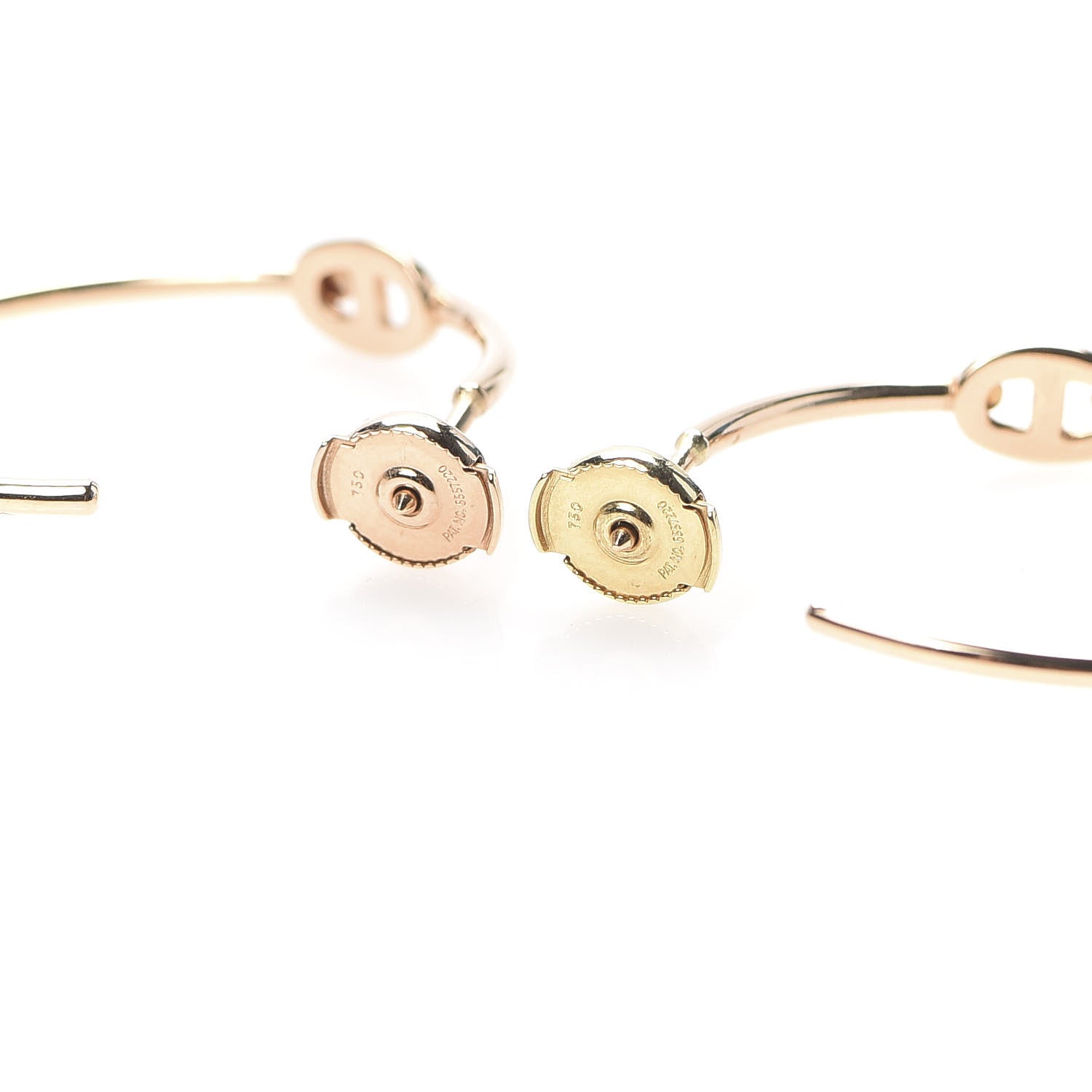 Hermes 18K Rose Gold Diamond Chaine d'Ancre Enchainee Hoop Earrings 3 of 6