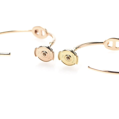 Hermes 18K Rose Gold Diamond Chaine d'Ancre Enchainee Hoop Earrings 3 of 6