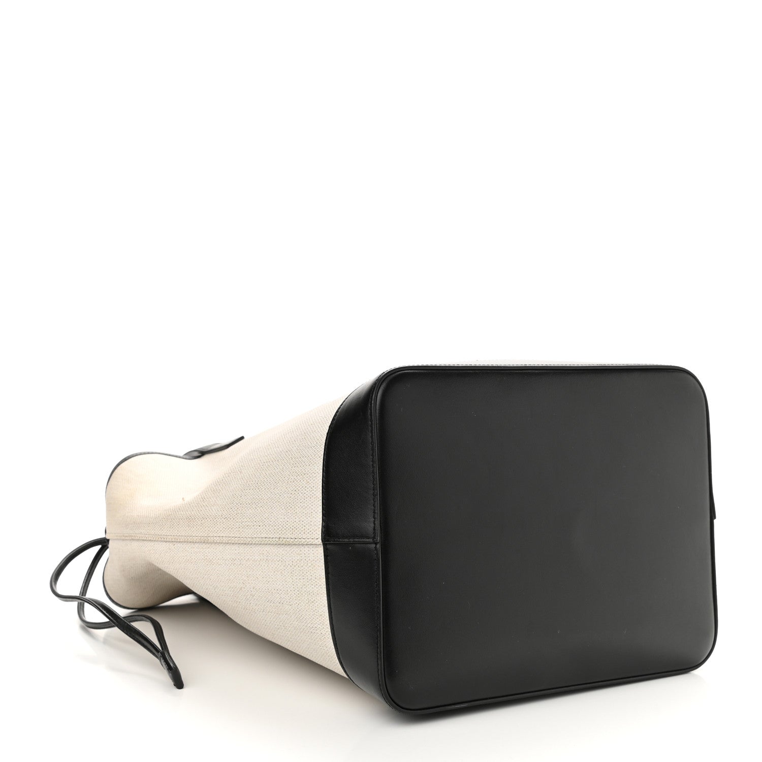 Saint Laurent Canvas Calfskin Teddy Drawstring Shopping Tote White Black 5 of 10