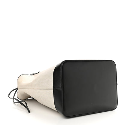 Saint Laurent Canvas Calfskin Teddy Drawstring Shopping Tote White Black 5 of 10